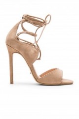TONY BIANCO – KARIM HEEL ~ shoes envy ~ dressy shoes ~ evening chic ~ lace up front stiletto heels ~ nude suede ~ party feet