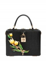 DOLCE & GABBANA TULIPS EMBOSSED LEATHER DOLCE BOX BAG ~ luxury black bags ~ beautiful Italian accessories ~ handbags from Italy ~ floral embellished