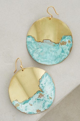 ANTHROPOLOGIE Torquato Earrings. Gold brass fashion jewellery | large round earrings | boho style accessories - flipped