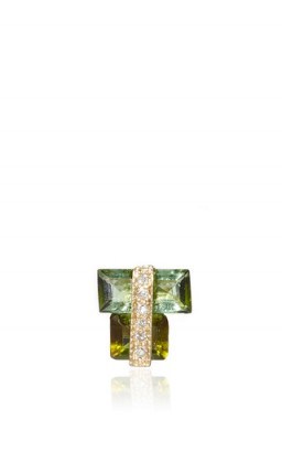 JACQUIE AICHE Tourmaline And Diamond Single Earring ~ fine jewelry ~ pave diamonds ~ 14K gold earrings ~ gemstone jewellery - flipped