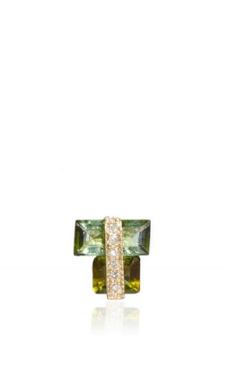 JACQUIE AICHE Tourmaline And Diamond Single Earring ~ fine jewelry ~ pave diamonds ~ 14K gold earrings ~ gemstone jewellery