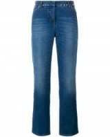 VALENTINO Studded Kick Flare Jeans. Blue denim | designer flares | flared leg | casual fashion | studs | pyramid stud embellished