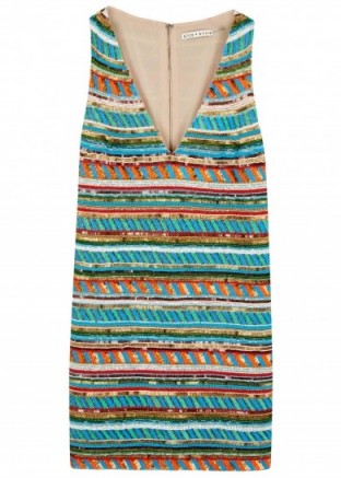 Alice + Olivia Venetia striped beaded dress ~ luxe shift dresses ~ coloured beads & sequins ~ summer holiday clothing ~ chic fashion ~ turquoise