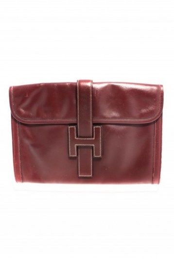 Vintage Hermes Jige Burgundy Clutch Bag – 1980s designer bags – 80s handbags – chic leather accessories - flipped