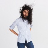 Madewell lakeside peplum shirt in stripe. Casual fashion | feminine style striped shirts | tops