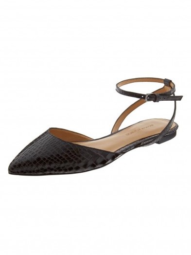 Banana Republic Amanda Ankle Flat black. Chic flats | leather ankle strap shoes | pointed toe - flipped