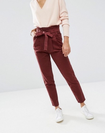ASOS High Waist Paperbag Straight Leg Trousers. Casual fashion | weekend style | slim leg pants - flipped