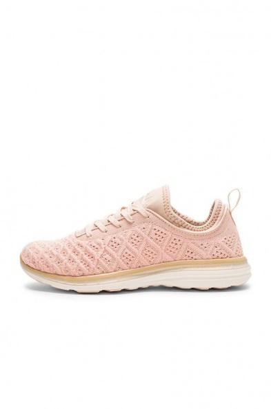 ATHLETIC PROPULSION LABS: APL ~ TECHLOOM PHANTOM SNEAKER in blush & cream. Light pink sneakers | sports luxe | feminine style trainers | girly flats | casual flat shoes - flipped