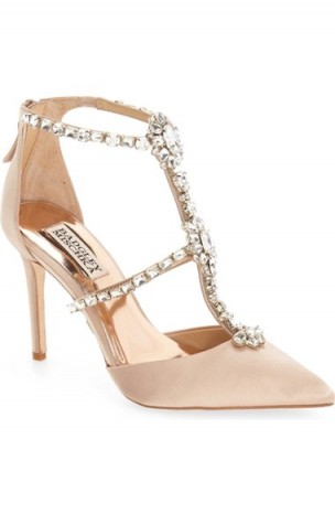 Badgley Mischka Decker Crystal Embellished T-Strap Pump, jewel embellishments, princess shoes, occasion heels, pointed toe pumps, evening glamour, glamorous party feet