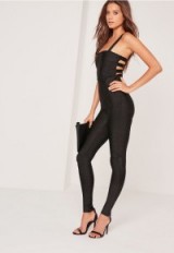 missguided bandage caged back jumpsuit black ~ party fashion ~ cut out jumpsuits ~ evening glamour ~ going out
