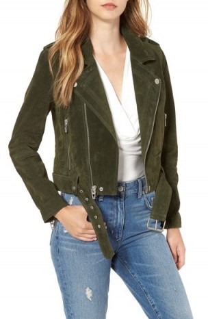 BLANKNYC Morning Suede Moto Jacket in Olive Juice – autumn jackets – biker style – casual fashion – womens outerwear - flipped