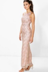BOOHOO BOUTIQUE CHER ALL OVER EMBELLISHED MAXI DRESS in pink – long column dresses – evening wear – glamorous occasion fashion – party princess