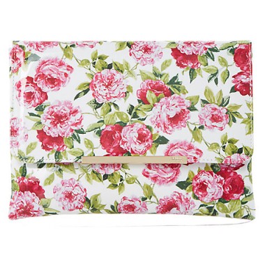 Dune Beaut Floral Clutch Bag ~ flower printed evening bags ~ occasion accessories ~ pink green & white prints