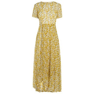 L.K. Bennett Silk Karo Daisies Print Dress, Yellow ~ flower prints ~ long printed dresses ~ maxi ~ feminine summer style fashion - flipped