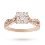 goldsmiths 18 Carat Rose Gold 0.50 Carat Princess Cluster Engagement Ring ~ diamond rings ~ diamonds ~ love bling