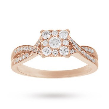 goldsmiths 18 Carat Rose Gold 0.50 Carat Princess Cluster Engagement Ring ~ diamond rings ~ diamonds ~ love bling - flipped