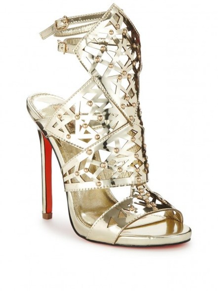 Carvela Goose Gladiator Sandal, gold high heels, evening glamour, glamorous going out shoes, party feet, metallic gladiators - flipped
