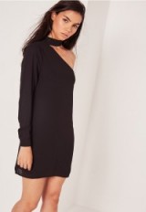 missguided choker neck asymmetric shift dress black ~ lbd ~ party glamour ~ evening chic ~ going out dresses