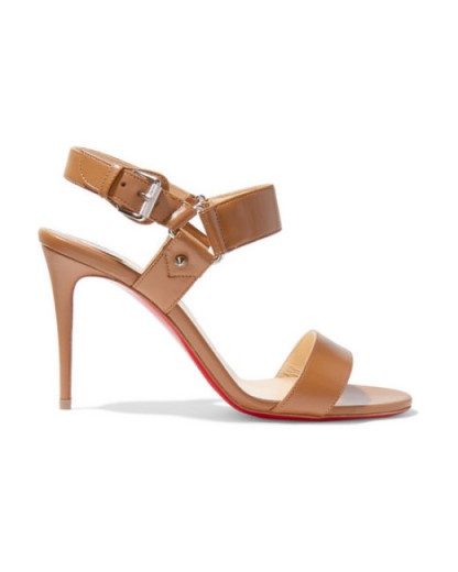 CHRISTIAN LOUBOUTIN Sova 85 leather sandals in tan – as worn by model Alessandra Ambrosio in Rio de Janeiro, 8 August 2016. Celebrity high heels | star style shoes | luxury leather accessories | what models wear