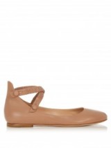 GIANVITO ROSSI Crossover-strap leather flats ~ nude pink flat shoes ~ crossover ankle straps ~ casual chic ~ luxe accessories ~ round toe ~ crisscross strap