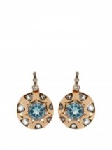 SELIM MOUZANNAR Diamond & aquamarine Mille et une Nuits earrings ~ small round drop earrings ~ diamonds ~ aquamarines ~ luxe accessories ~ fine jewellery
