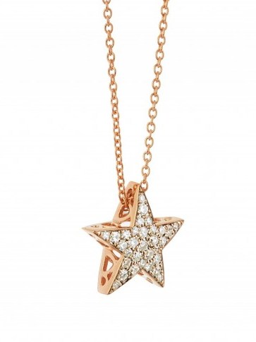 SELIM MOUZANNAR Diamond & pink-gold Istanbul necklace ~ star shaped jewellery ~ small pendant necklaces ~ luxe style jewelry ~ stars ~ diamonds ~ pendants - flipped