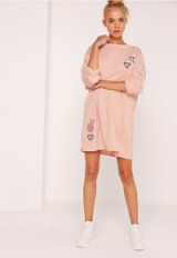 missguided embroidered emoji sweatshirt dress pink ~ weekend fun ~ chill in style ~ sports luxe sweatshirts ~ casual dresses