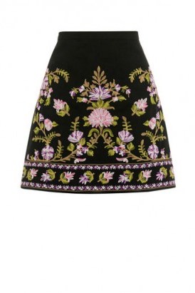 OASIS EMBROIDERED SKIRT black ~ floral embroidery ~ A-line skirts ~ feminine fashion - flipped