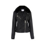 WAREHOUSE FAUX FUR COLLAR BIKER JACKET black – autumn | winter style – casual jackets – on-trend fashion – womens fashionable outerwear – warm coats