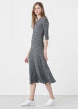 mango flecked long dress in medium heather grey. Autumn style | knitted midi dresses | knitwear | affordable chic | elegant style knits