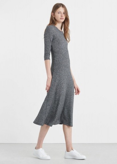 mango flecked long dress in medium heather grey. Autumn style | knitted midi dresses | knitwear | affordable chic | elegant style knits - flipped