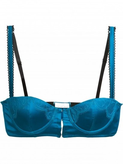 FLEUR DU MAL rose lace detail balconette bra ~ blue bras ~ luxury lingerie ~ push up ~ luxe underwear - flipped