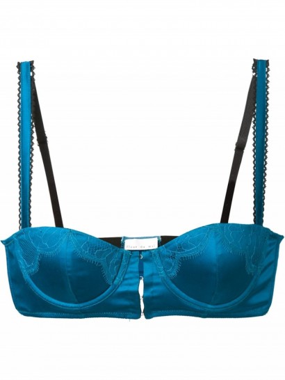 FLEUR DU MAL rose lace detail balconette bra ~ blue bras ~ luxury lingerie ~ push up ~ luxe underwear