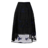 warehouse FLORAL EMBROIDERED MIDI SKIRT BLACK ~ flower embroidered skirts ~ feminine fashion ~ semi sheer ~ tiered style