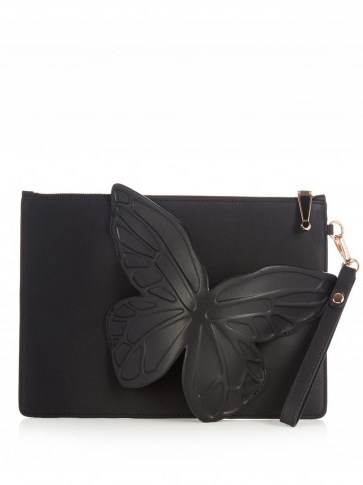 SOPHIA WEBSTER Flossy butterfly leather pouch ~ large pouches ~ designer clutch ~ handbags embellished with butterflies ~ feminine accessories - flipped