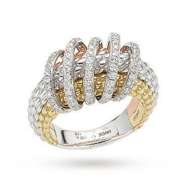 Fope Mia Luce Three Colour Diamond Ring ~ bling rings ~ luxe jewellery ~ diamonds - flipped