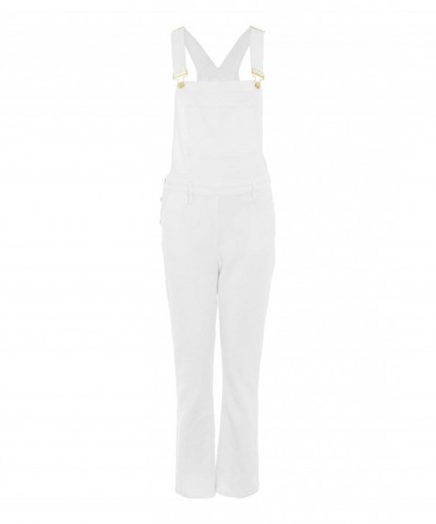 FRAME DENIM WHITE ANTIBES DUNGAREES. Designer overalls | casual weekend fashion - flipped