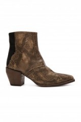 FREE PEOPLE Nevada Thunder Ankle Bootie – snake embossed leather – animal prints – cowboy – western style – chunky mid heel – casual fashion