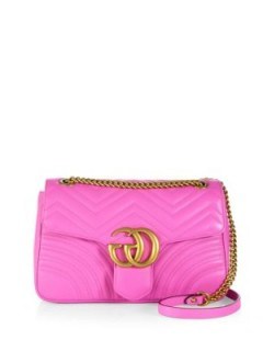 Gucci GG 2.0 Medium Quilted Leather Shoulder Bag in pink – as worn by Rosie Huntington-Whiteley on Instagram, 27 August 2016. Celebrity bags | designer handbags | star style accessories | chain strap flap bag - flipped
