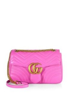 Gucci GG 2.0 Medium Quilted Leather Shoulder Bag in pink – as worn by Rosie Huntington-Whiteley on Instagram, 27 August 2016. Celebrity bags | designer handbags | star style accessories | chain strap flap bag