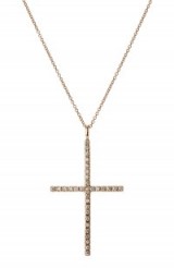 ILEANA MAKRI 18K Pink Gold Classic Cross Necklace with White Diamonds. Diamond crosses | fine jewellery | delicate pendants | luxe style necklaces