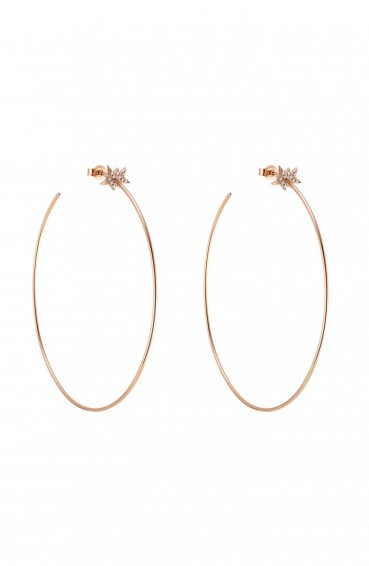 DIANE KORDAS 18kt Rose Gold Hoop Earrings with White Diamonds. Large hoops | luxe jewellery | stars | diamond star jewelry