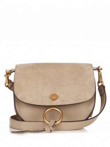 CHLOÉ Kurtis small suede and leather cross-body bag ~ mushroom-taupe suede bags ~ luxe crossbody ~ designer handbags ~ luxury accessories ~ chic style - flipped