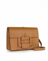 LE PARMENTIER Cognac Leather Shoulder Bag – light brown handbags – flap bags