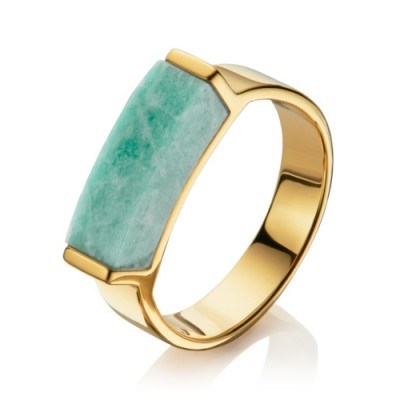 monica vinader LINEAR STONE RING 18ct Gold Plated Vermeil on Sterling Silver. Blue / green amazonite gemstone jewellery | gemstones | modern design rings | contemporary jewelry | luxe style - flipped