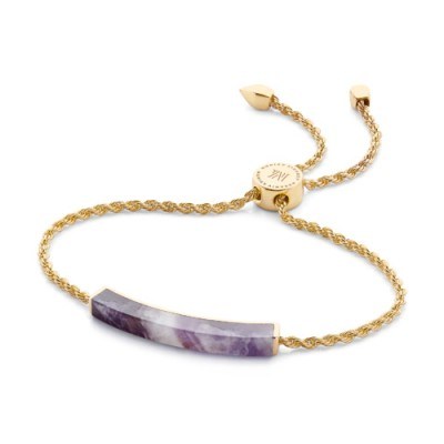 monica vinader LINEAR STONE BRACELET 18ct Gold Plated Vermeil on Sterling Silver. Luxe style friendship bracelets | amethyst gemstone jewellery | purple gemstones | modern design jewelry - flipped