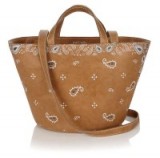 Meli Melo rosalia mini bag bandana print – light tan bags – small Italian handbags – brown leather accessories