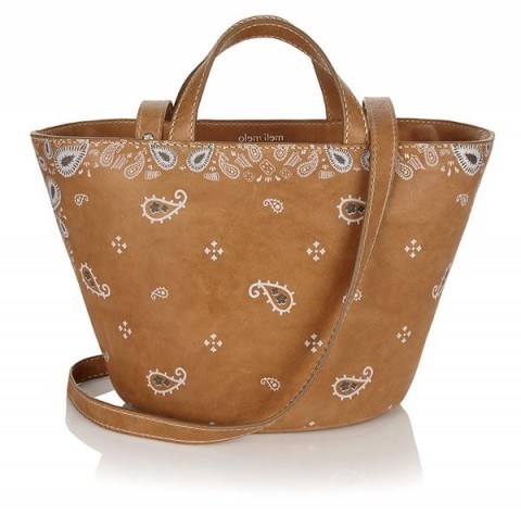 Meli Melo rosalia mini bag bandana print – light tan bags – small Italian handbags – brown leather accessories - flipped