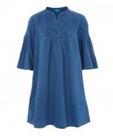 MIH JEANS INDIGO DENIM BELL SLEEVE DRESS. Casual blue dresses | weekend fashion | smock style