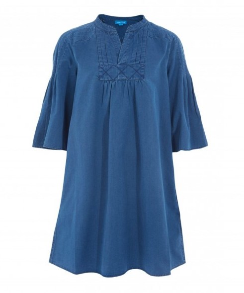 MIH JEANS INDIGO DENIM BELL SLEEVE DRESS. Casual blue dresses | weekend fashion | smock style - flipped